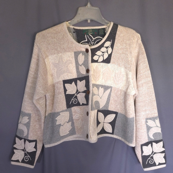Orvis Sweaters - Vintage Orvis Button Down Knit Cardigan‎ Cream Gray Size XL  Boho Cottagecore